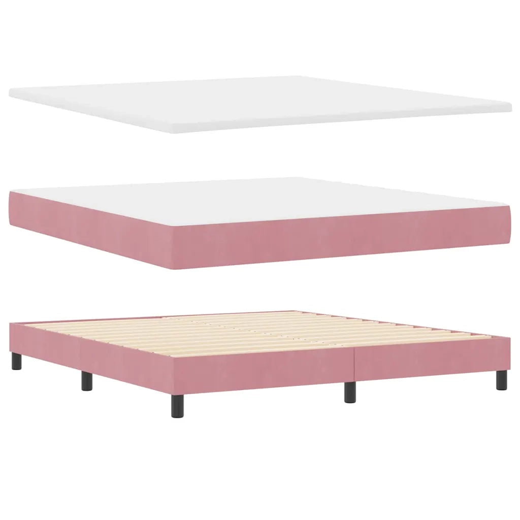 Letto a molle con materasso Rosa 200 x 180 cm Poliestere
