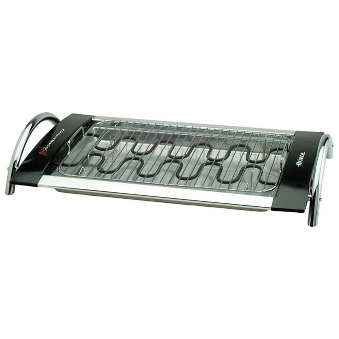 Ariete 732 Churrasco Grill, Barbecue elettrico, 2000 W, Doppia Griglia in acciaio cromato, Regolazione temperatura, Grigio