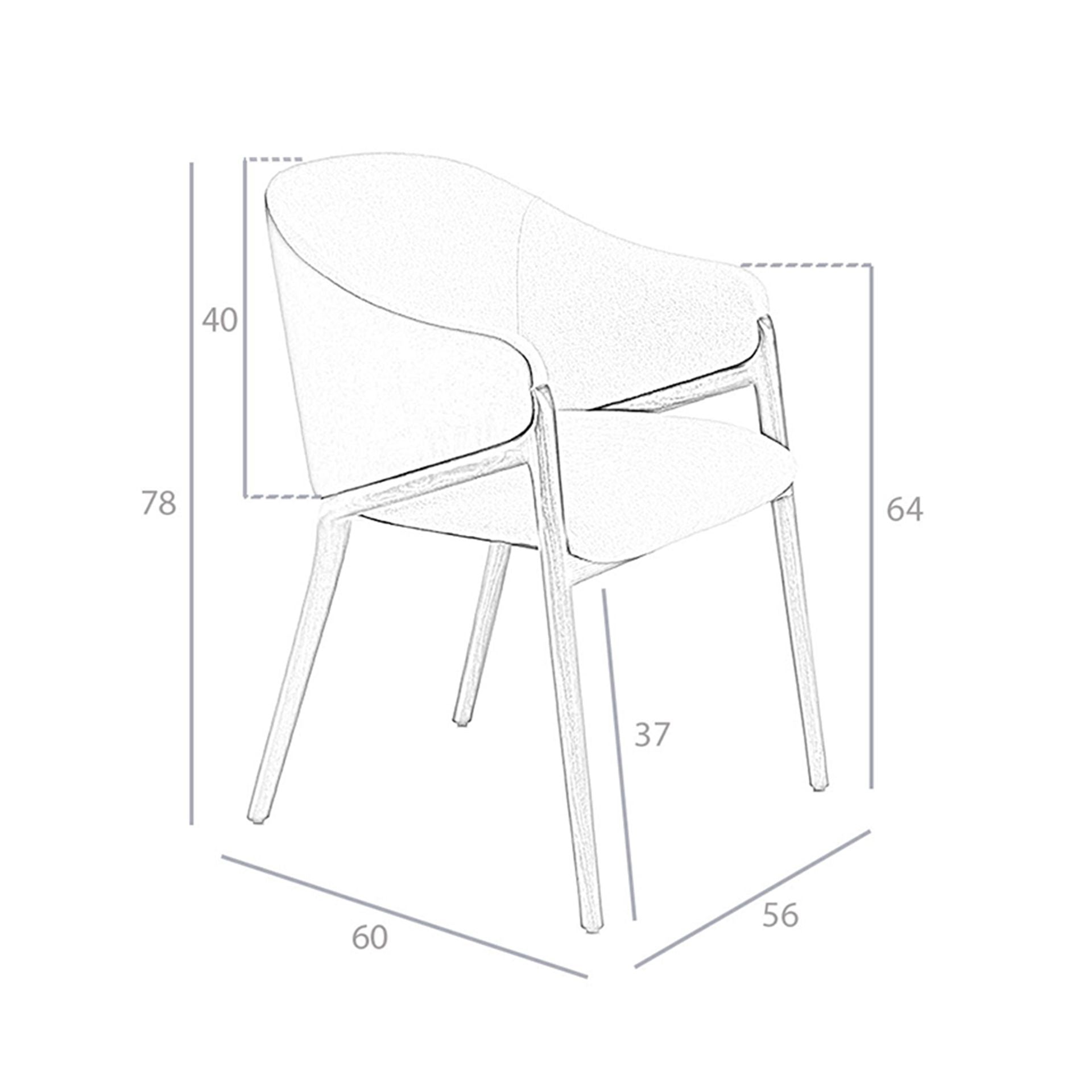Sedia in tessuto beige ed ecopelle visone scuro