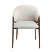 Sedia in tessuto beige ed ecopelle visone scuro