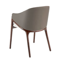 Sedia in tessuto beige ed ecopelle visone scuro