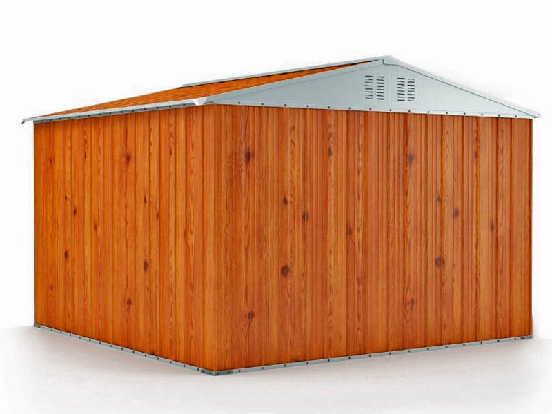 Casetta Box da Giardino in Lamiera di Acciaio Porta Utensili 327x269x217 cm Enaudi Legno