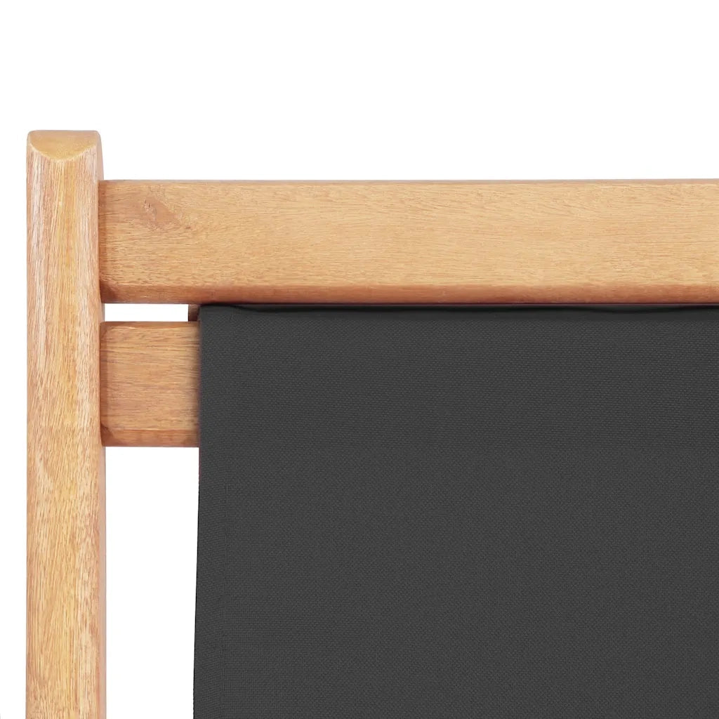 Sdraio da Spiaggia Pieghevole Telaio in Legno e Tessuto Grigio CFW6307895