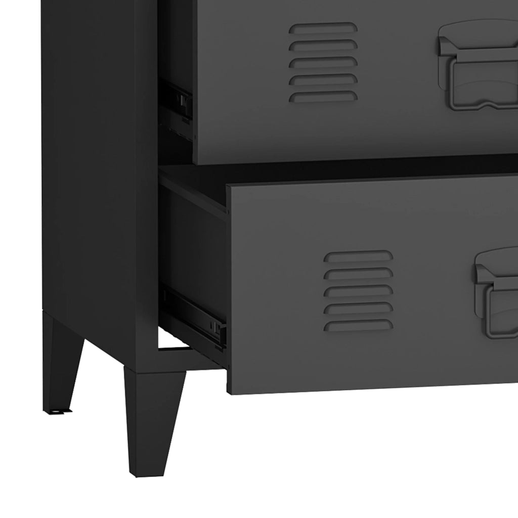 Elegante cassettiera pratico mobiletto portaoggetti in metallo con 4 cassetti acciaio 92 x 80 x 40 cm nero 03_0006839