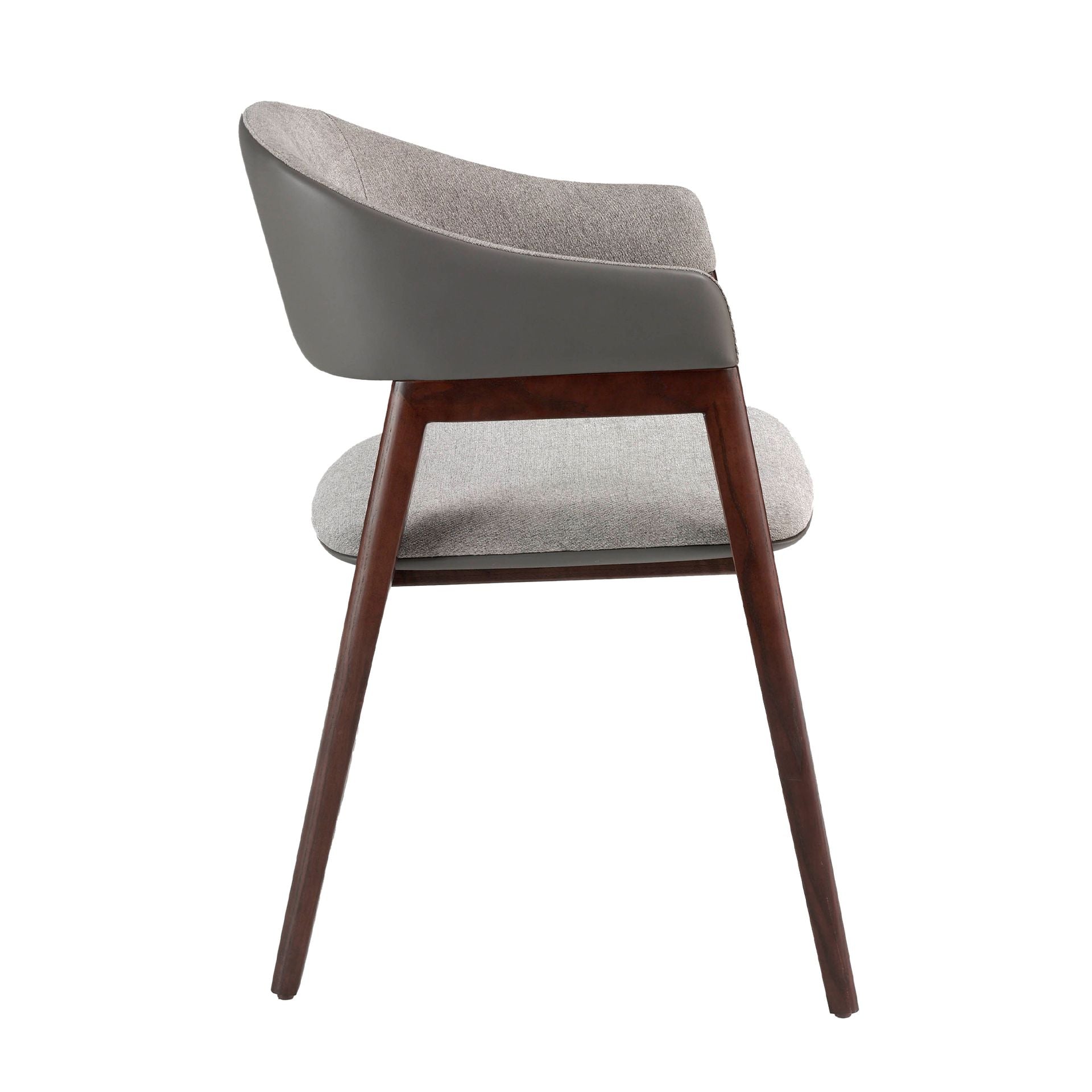 Sedia in tessuto grigio ed ecopelle visone scuro