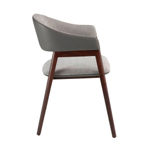 Sedia in tessuto grigio ed ecopelle visone scuro