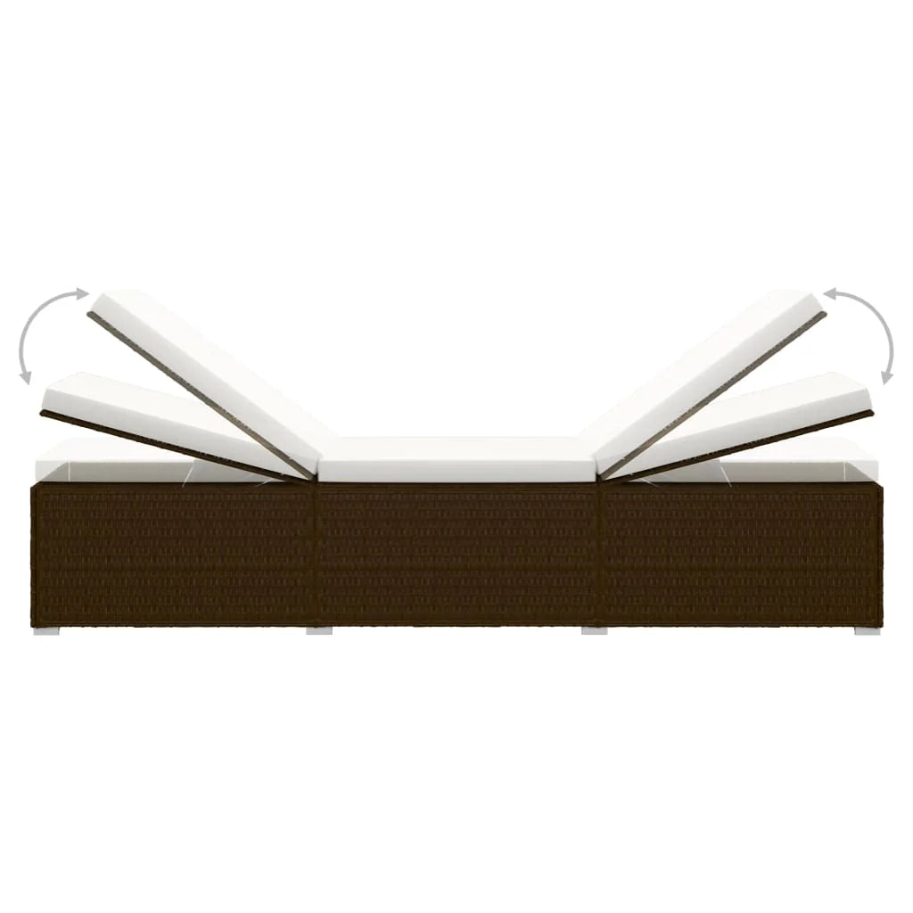 Lettino prendisole sedia a sdraio lettino prendisole letto da giardino mobili da esterno per patio tavolino da tè set da 3 pezzi resina di vimini marrone 02_0012927