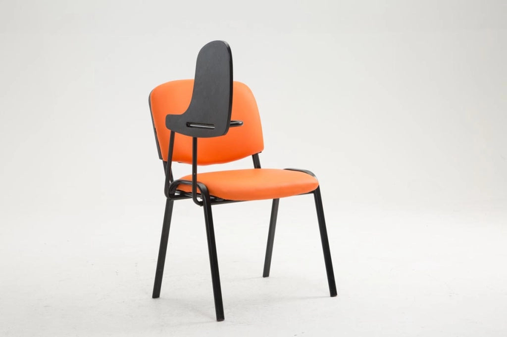 Sedia Ken in similpelle con tavolino ribaltabile arancione