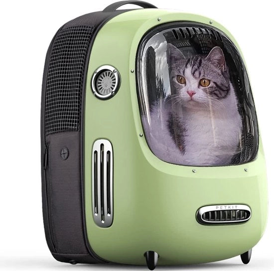Zak da Sella per Cani e Gatti - Ventilatore Integrato e Luce LED per una Buona Ventilazione e un Peso Leggero. Borsa da Sella (Verde)