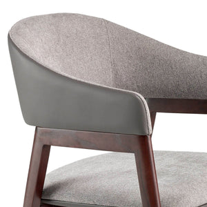 Sedia in tessuto grigio ed ecopelle visone scuro