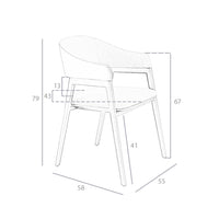 Sedia in tessuto grigio ed ecopelle visone scuro