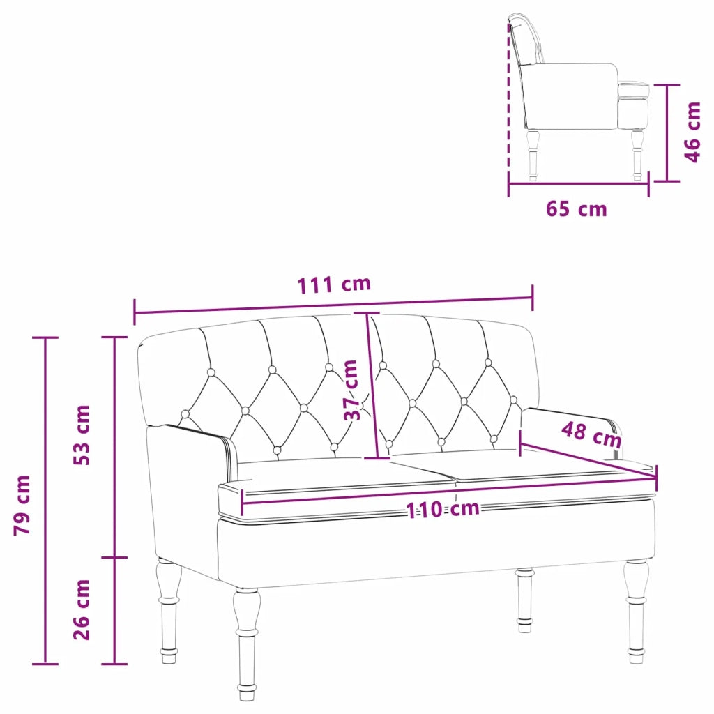Loveseat con bottoni imbottiti Turchese 111 x 65 x 79 cm 42041853