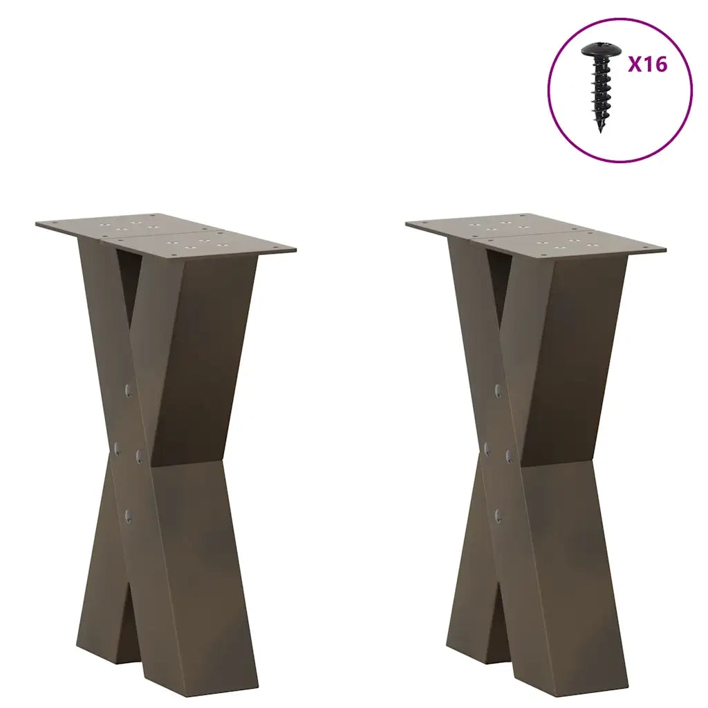 Gambe per Tavolino da Caff¨¨ a Forma di X 2 pz-Set di 2 Gamba per Tavolo Acciaio Naturale 38x(42-43) cm Acciaio