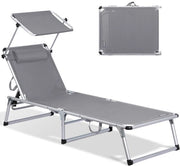 Seduta per giardino pieghevole - Leggera - In lega di alluminio - Schienale regolabile su 5 posizioni - Adatta per zonche - Massimo carico 136 kg - Dimensioni 190 x 60 cm - Seduta per giardino da spiaggia