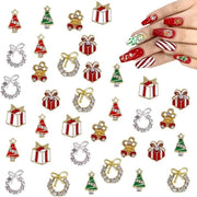 Decorazioni per albero di Natale bling, 35 pezzi, decorazioni per unghie 3D con strass in zaffiro, verde e rosso.