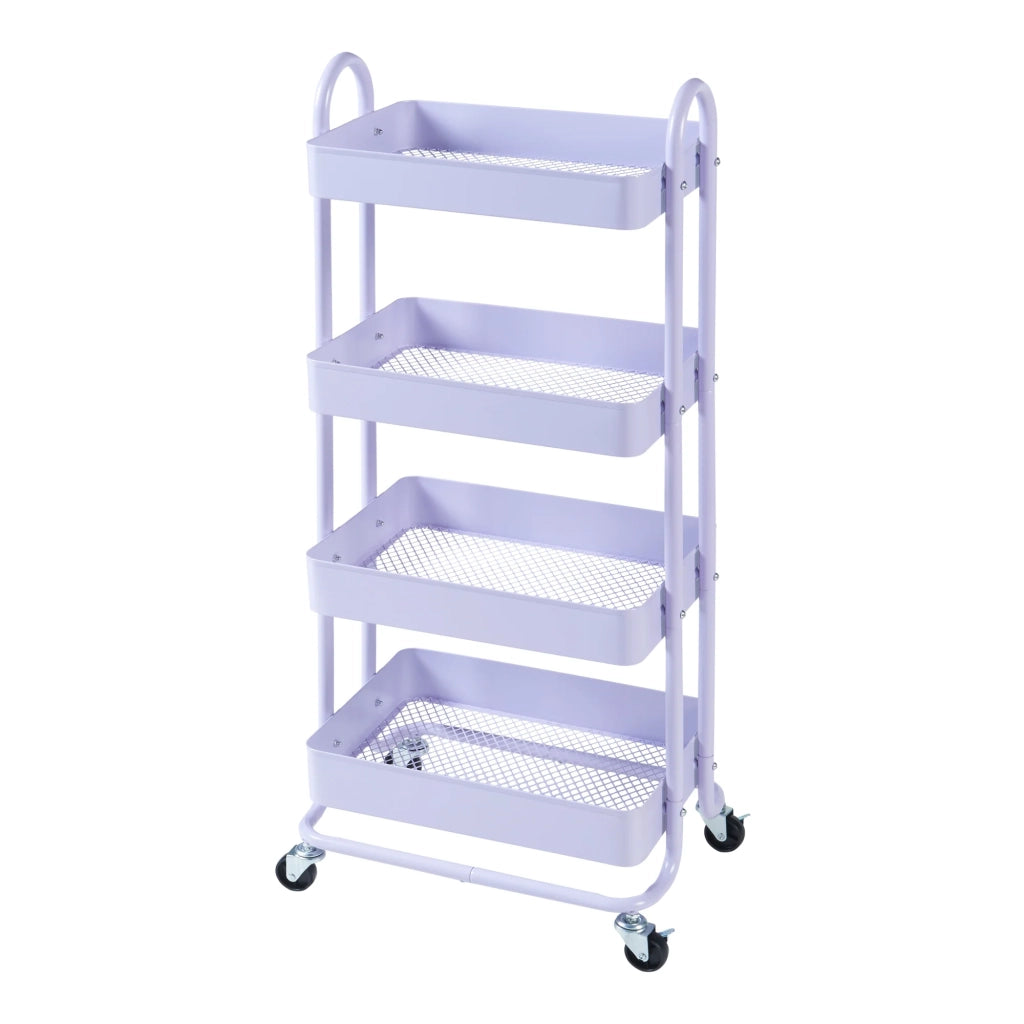 Carrello di servizio mobile contenitore per cucina/soggiorno con 4 cestelli acciaio 104 x 46 x 35 cm viola 03_0009242