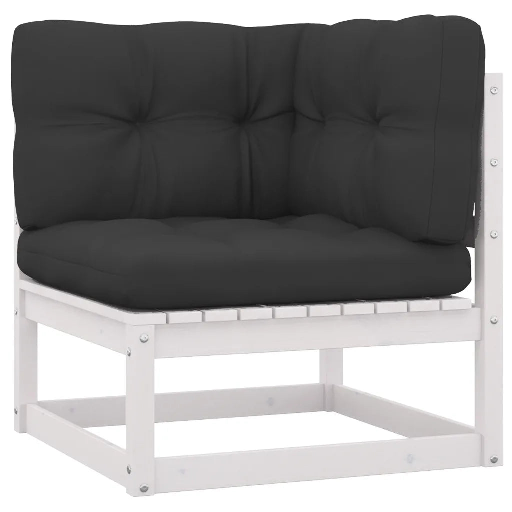 Set Salotto Giardino 8pz con Cuscini Bianco Legno Massello Pino 3077130