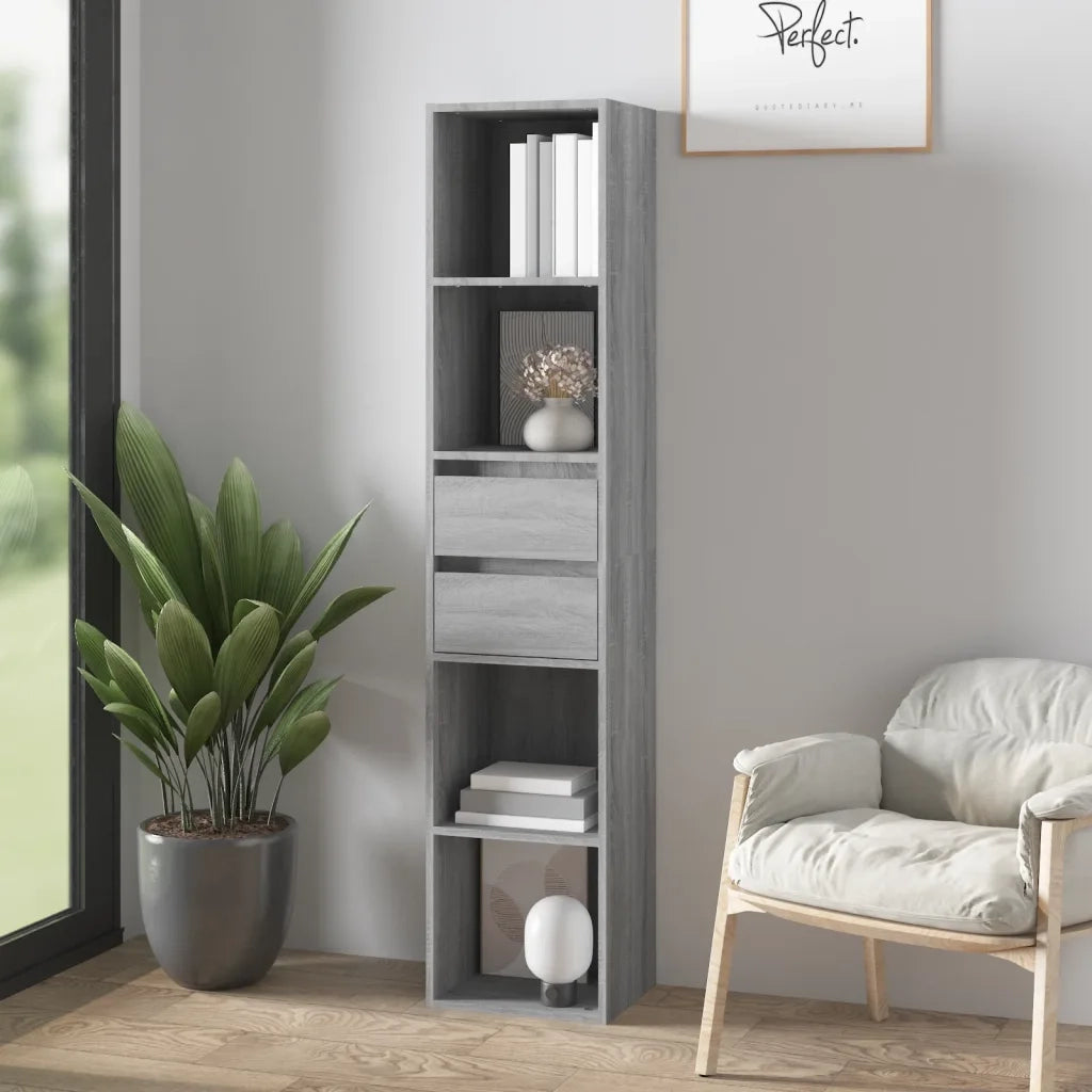 Libreria-Scaffale per Libri-Mobile di Stoccaggio Grigio Sonoma 36x30x171 cm in Legno Multistrato
