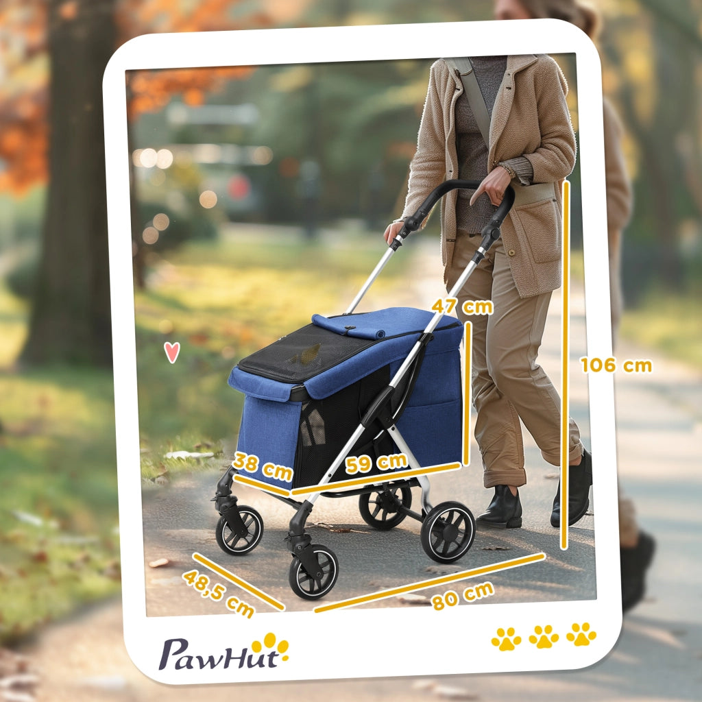 Carrello Trasporto Cane ¨C zephmum ¨C Pieghevole Blu Scuro