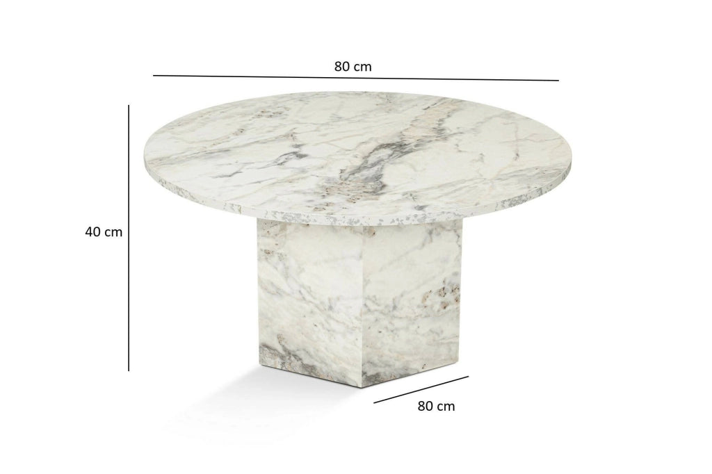 Tavolino da salotto Ridoc, Tavolo basso da caffè, Portariviste per divano, Ripiano da soggiorno, 80x80 h40 cm, Marmo