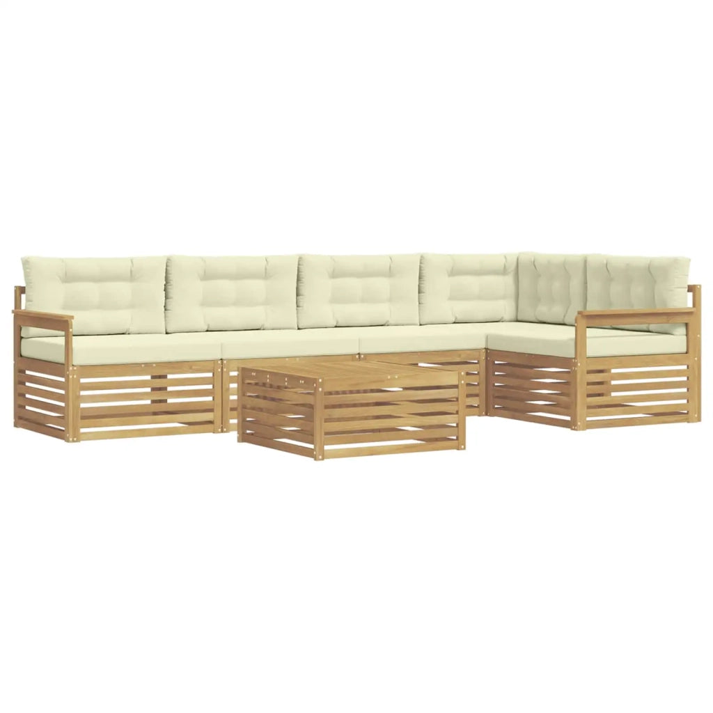 Set di divani da esterno 6 pz Bianco e Crema Poliestere 3390510