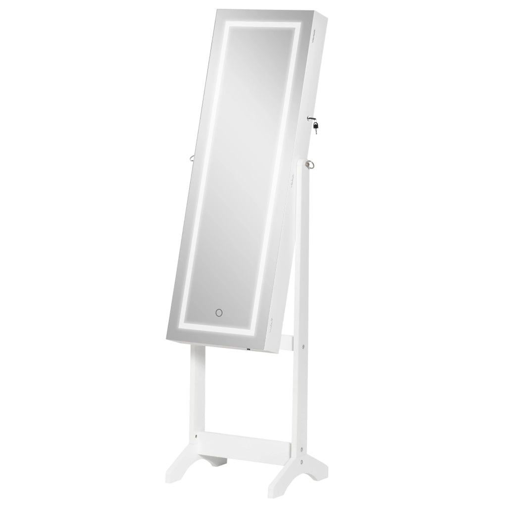 Specchio Portagioie con Luce LED ¨C zephmum ¨C Bianco 46x36.5x151.5cm