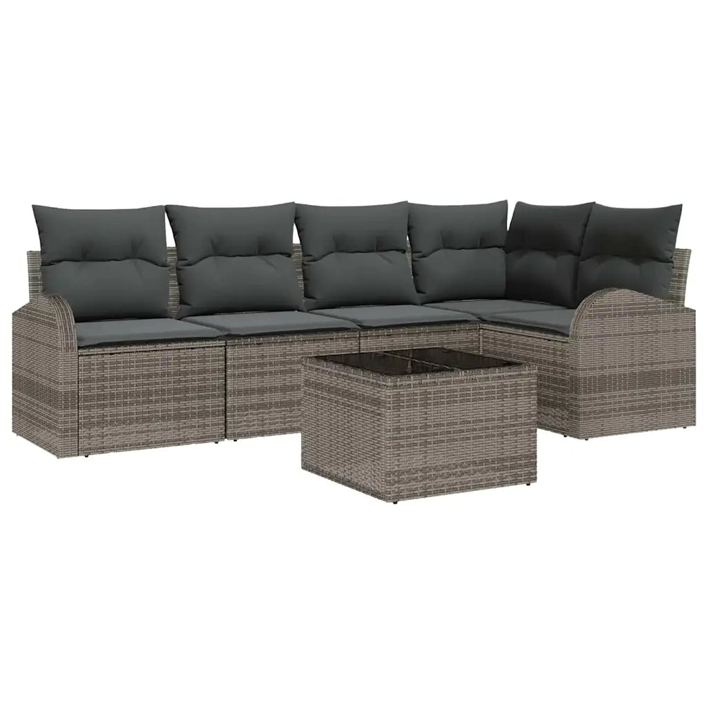 Set Divano da Giardino con cuscino 6 pcs Grigio polyrattan 3354718