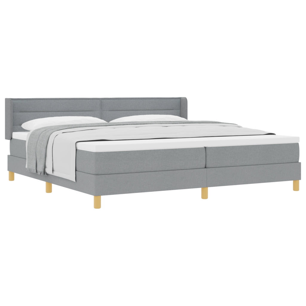 Letto Box Spring con Materasso Grigio Chiaro 200x200 cm Tessuto