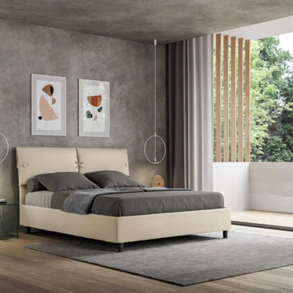 Letto matrimoniale senza rete imbottito 160x210 similpelle tortora Sleeper