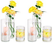 Set di 6 vasi cilindrici in vetro per fiori, contenitore per candele in vetro per candela stantuffo e candela soffiata, vaso cilindrico in vetro con base per decorazione di tavola di matrimonio, decorazione di soggiorno, 10/15/20 cm...