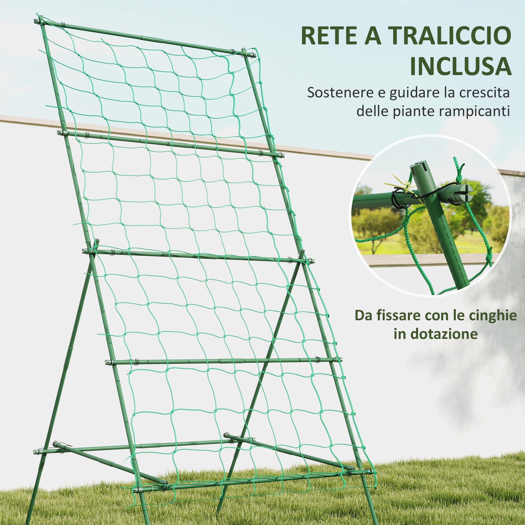 Supporto per Piante Rampicanti 101x133x227 cm a Livelli Regolabili con Rete in Acciaio PE e PP Verde