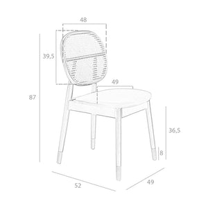 Sedia in rattan ed ecopelle nera