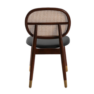 Sedia in rattan ed ecopelle nera