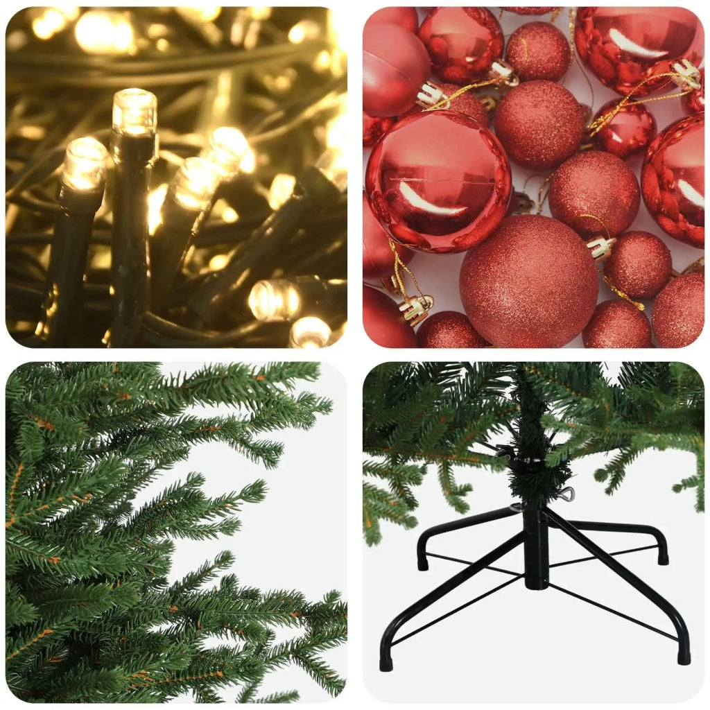 Albero di Natale artificiale con palline 120 cm 150 LED 3465881