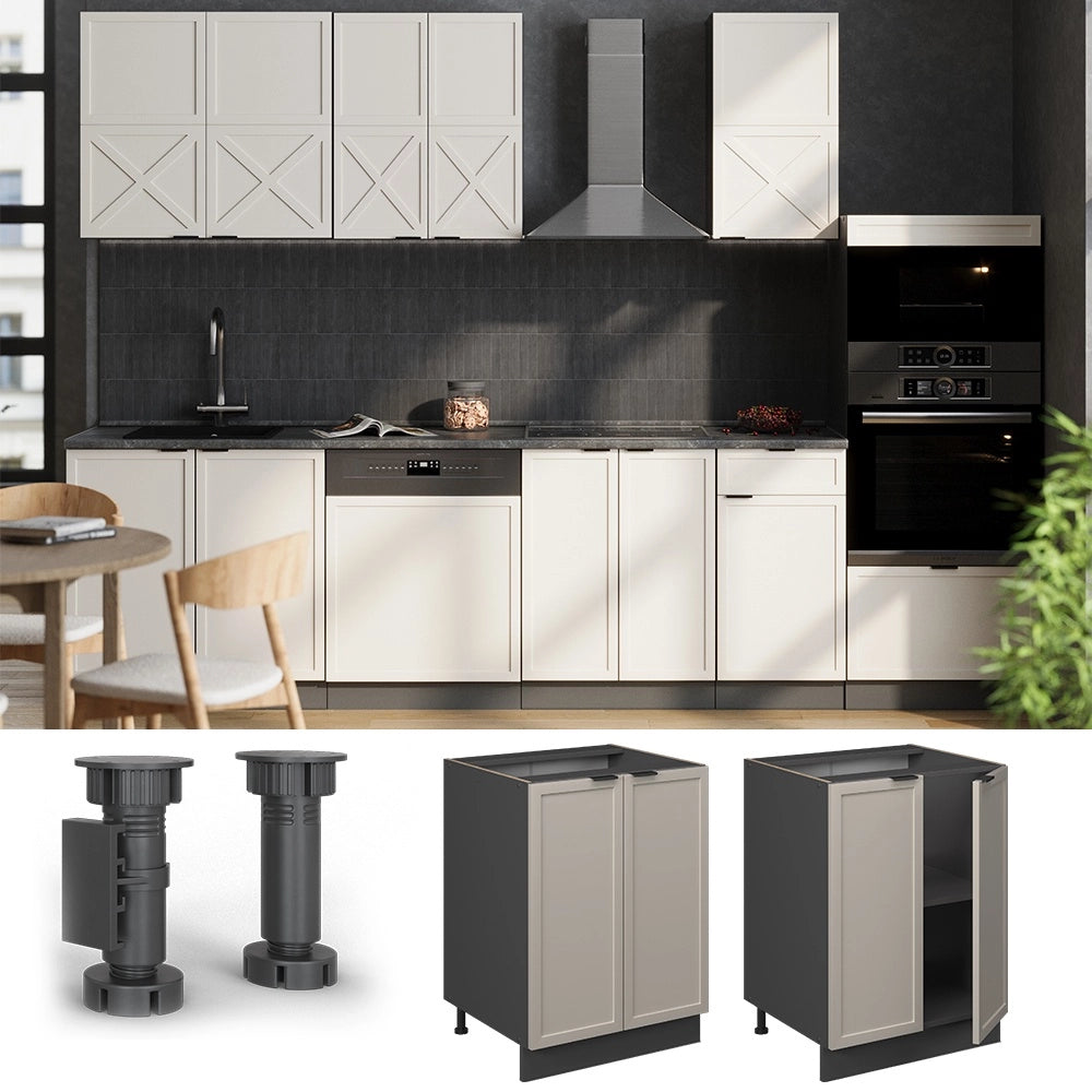 Mobiletto base cucina Fame-Line GrigioBeige/Antracite 60 cm senza piano di lavoro Vicco