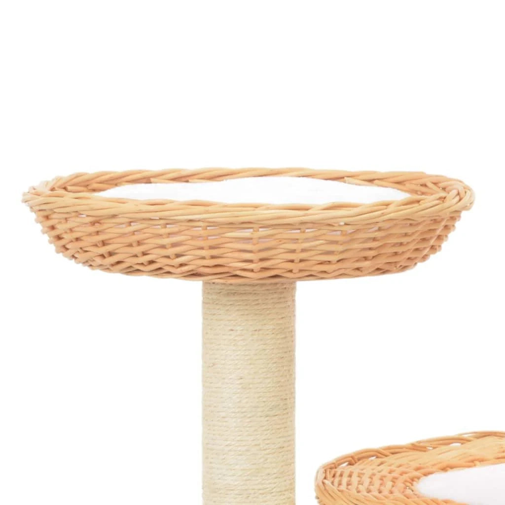 Tiragraffi albero per gatti cuccia per gatti giocattolo peluche in sisal naturale e legno di salice 3702248