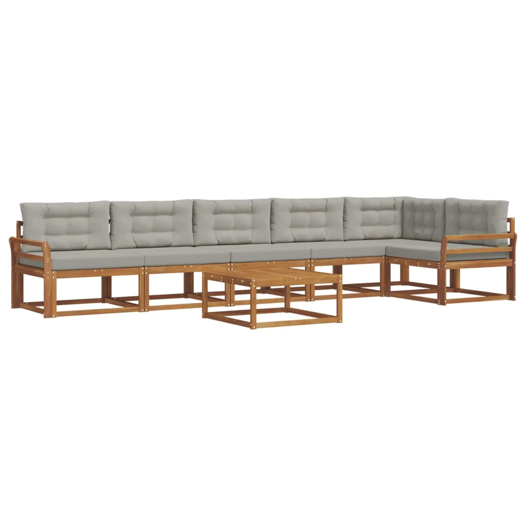 Set di divani da esterno 7 pcs Grigio Naturale e Chiaro