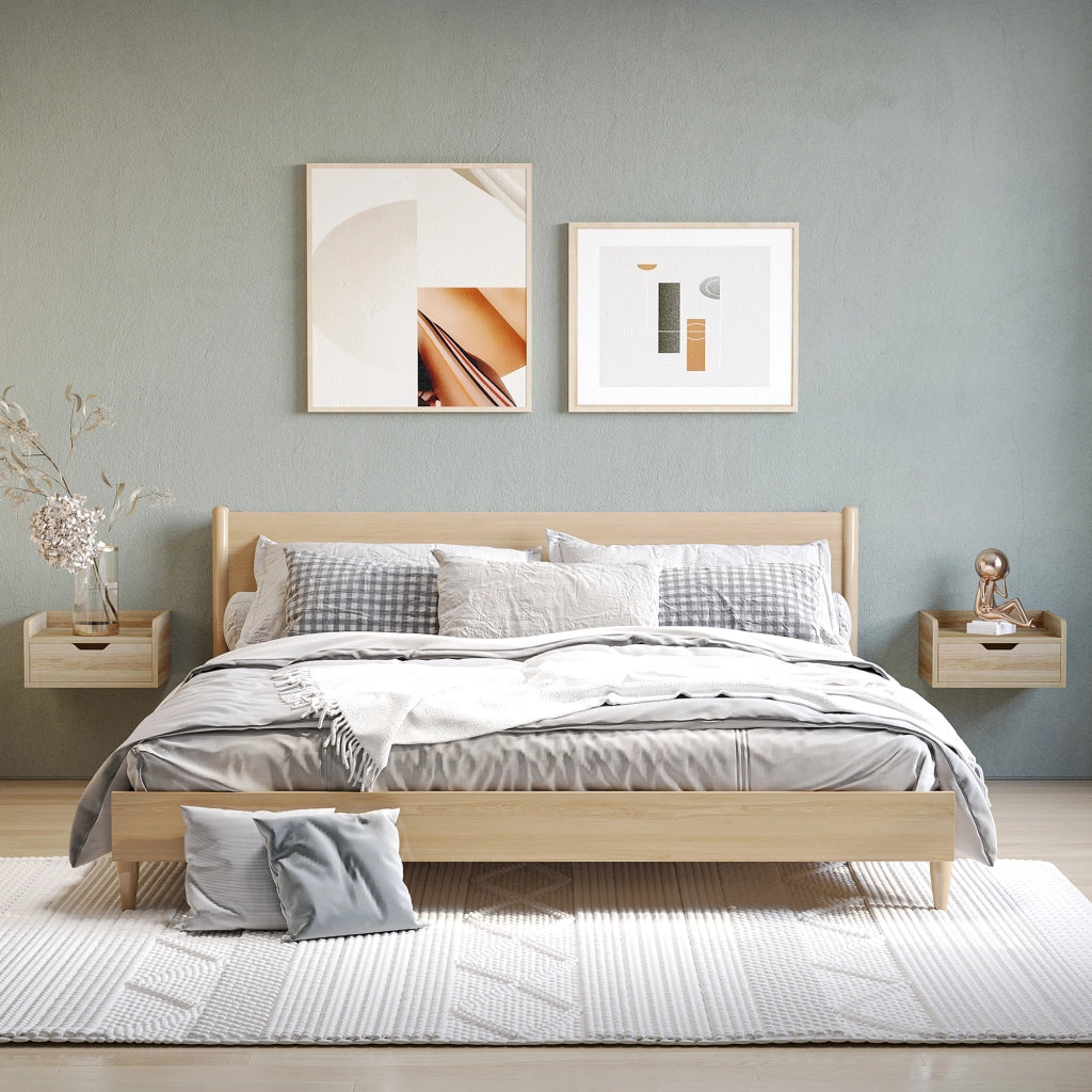 Comodino da parete con cassetto ¨C Xylo ¨C legno naturale 40x30x19,5 cm