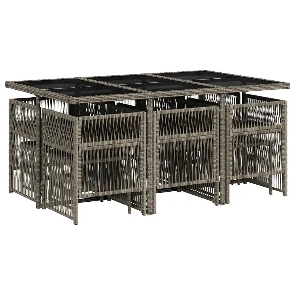 vidaXL Set da Pranzo da Giardino 11pz con Cuscini in Polyrattan Grigio
