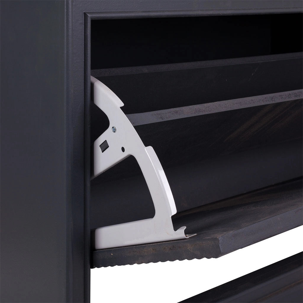 Sgabello scarpiera in legno grigio scuro 80x38x53h