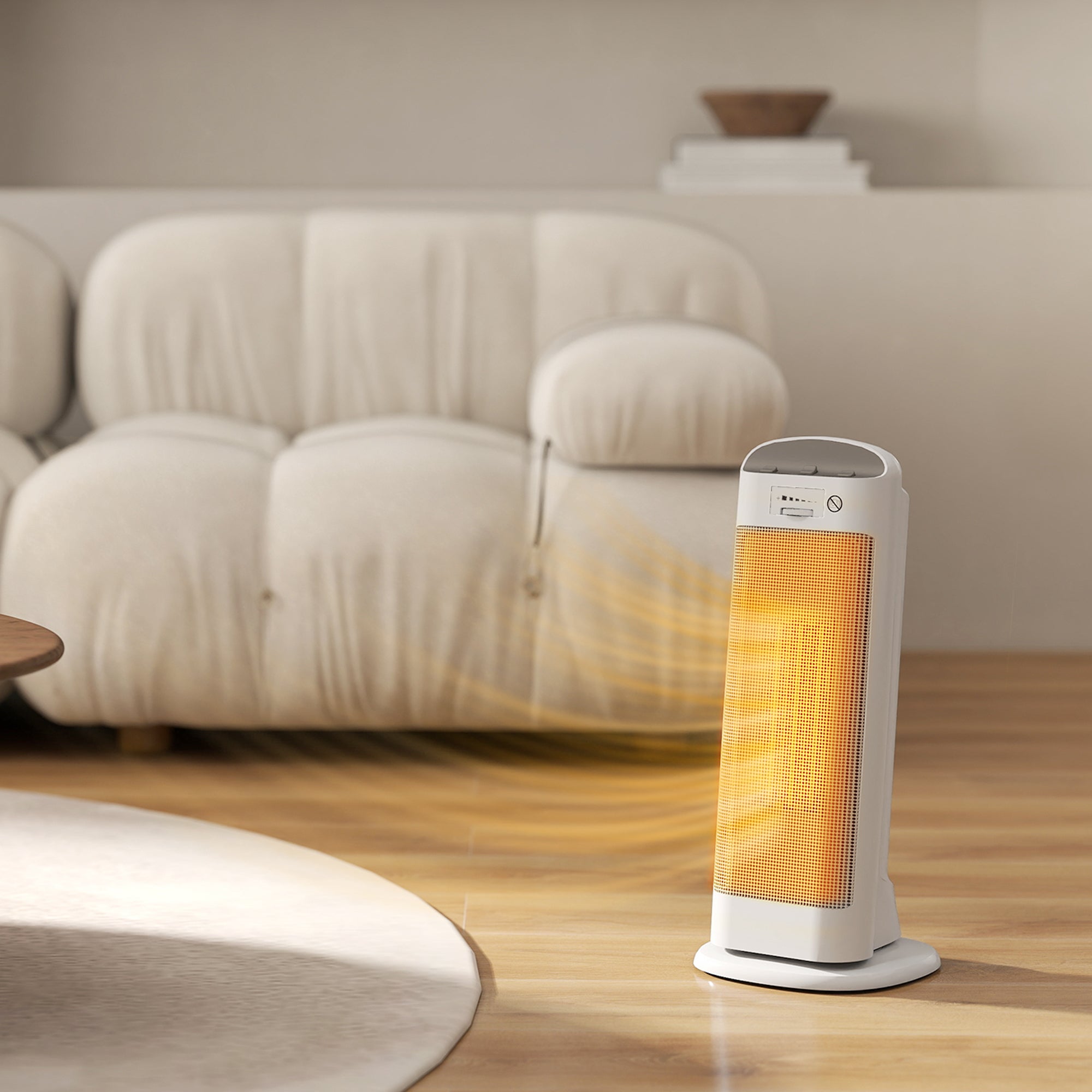 Stufa Elettrica Ceramica 2000W con 4 Modalità Riscaldamento Regolabile e Oscillazione Bianco