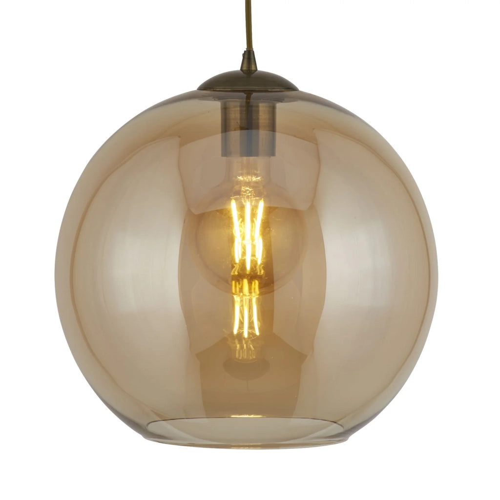 Sospensione Contemporanea Balls Acciaio Adjustable Vetro Ambra 1 Luce E27 D25Cm