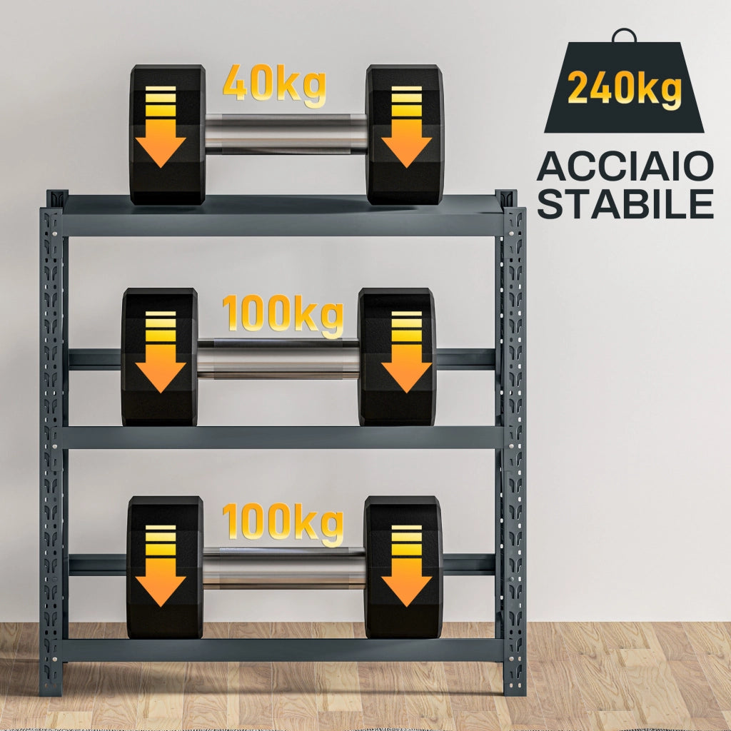 Scaffale per Casse di Bevande a 3 Livelli ¨C Zephmum ¨C Grigio 110x30x110 cm
