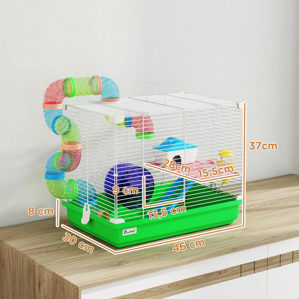 Casetta per Criceti con Tunnel e Accessori ¨C Zephmum ¨C Verde 46x30x37 cm