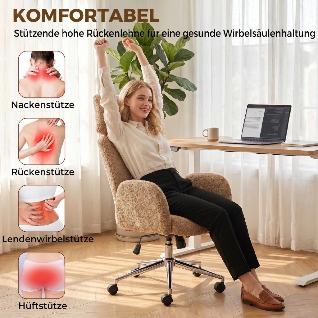 Sedia da ufficio ergonomica ¨C Xylo ¨C braccioli regolabili, marrone