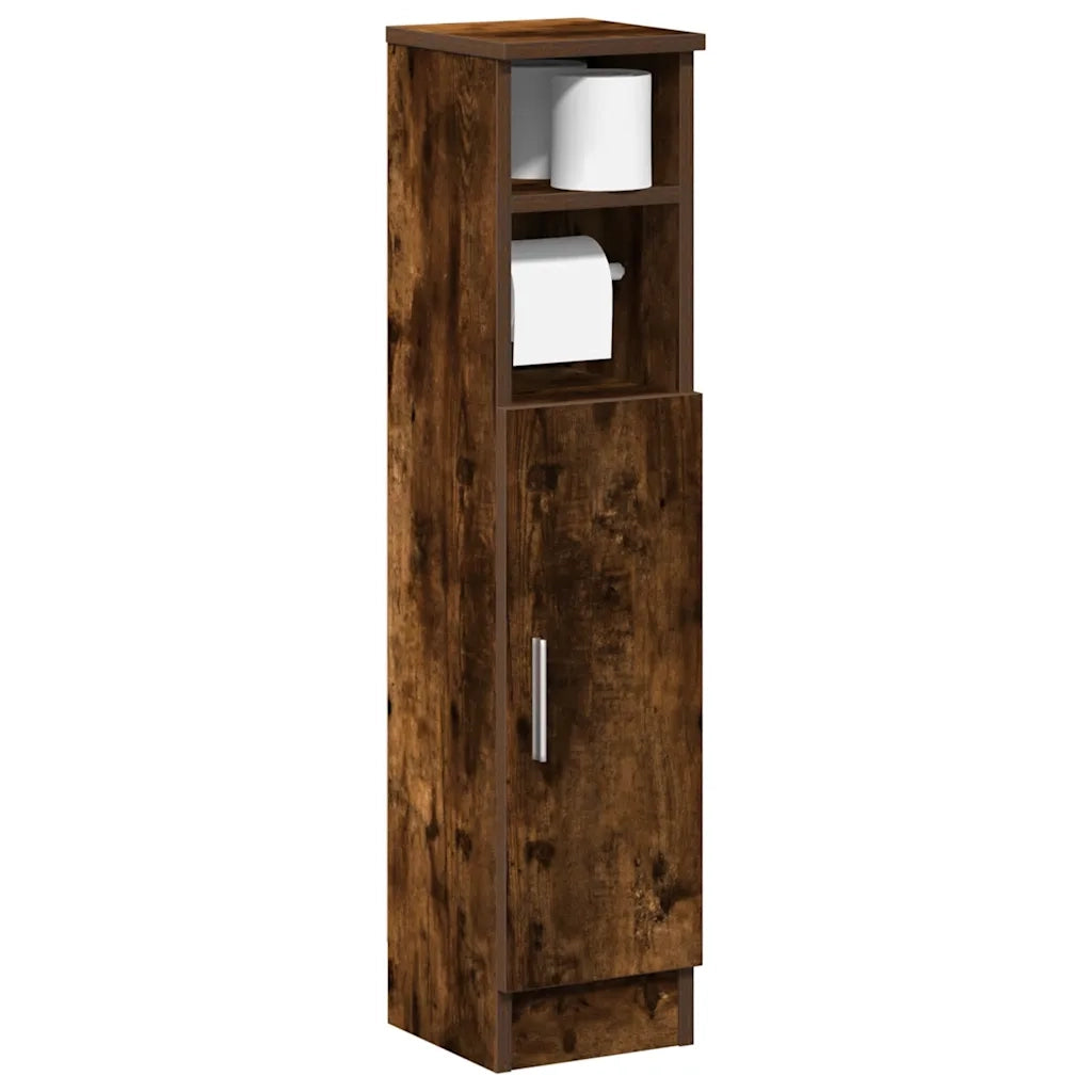 vidaXL Mobile da Bagno con Portarotolo Rovere Fumo 20,5x22x90 cm