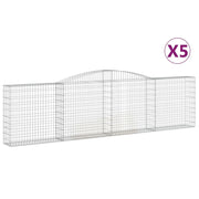 Cestini gabbioni recinzione a gabbia muro di contenimento ad arco 5 pezzi 400 x 30 x 100/120 cm ferro zincato argento 02_0040922