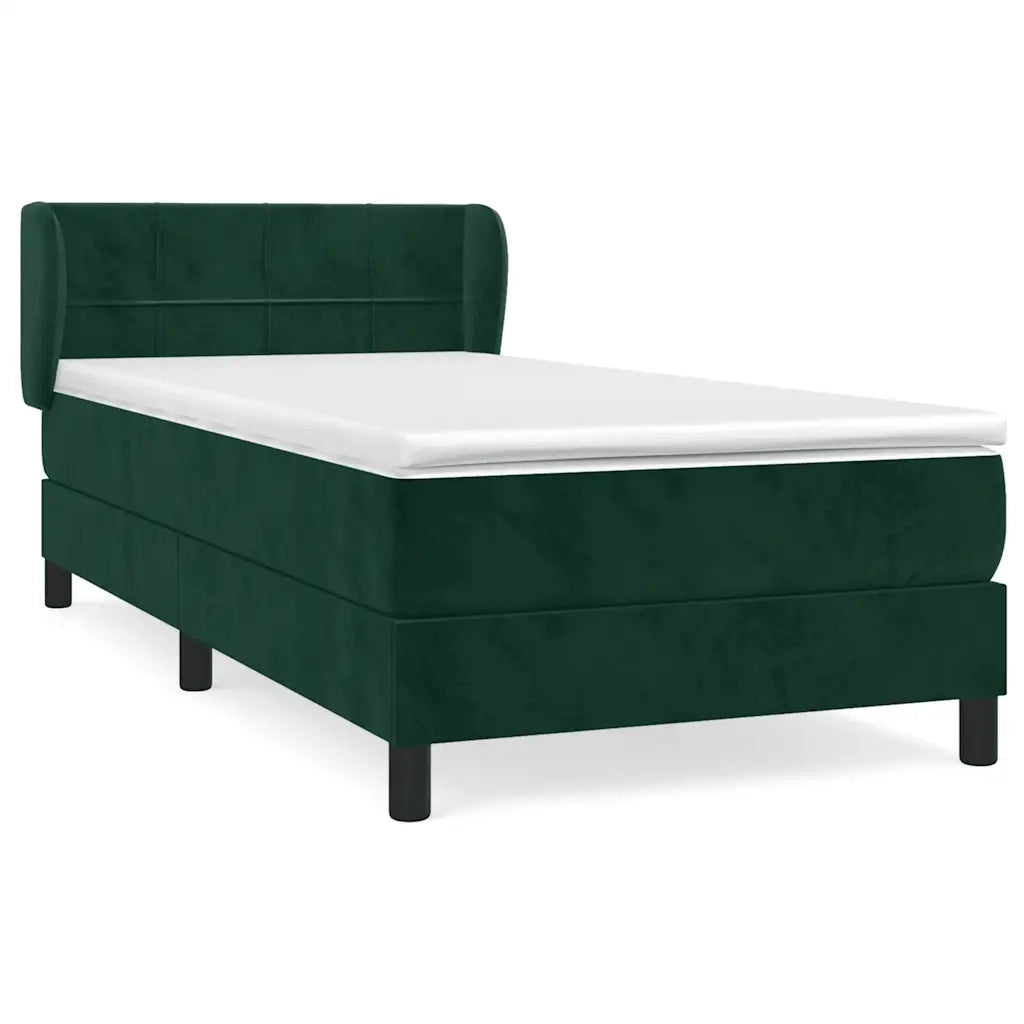 Giroletto a Molle con Materasso-Struttura Letto Verde Scuro 100x200 cm Velluto 821365