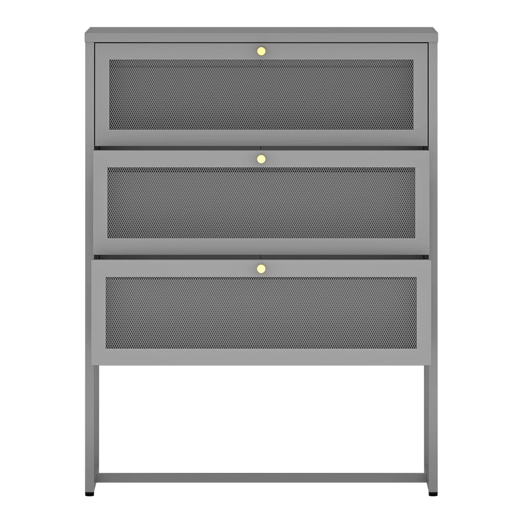 Cassettiera Sund in acciaio pratico mobile contenitore per ingresso soggiorno camera da letto 105 x 80 x 40 cm grigio 03_0009312