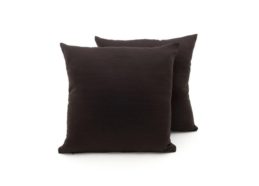 Coppia Cuscini Arredo Imbottiti Tessuto Ottoman In Tinta Unita Colore Marrone 21 - 40x40 - Marrone 21